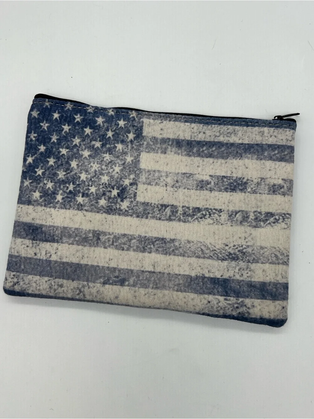 Canvas American Flag Zip Pouch - Blue & White
